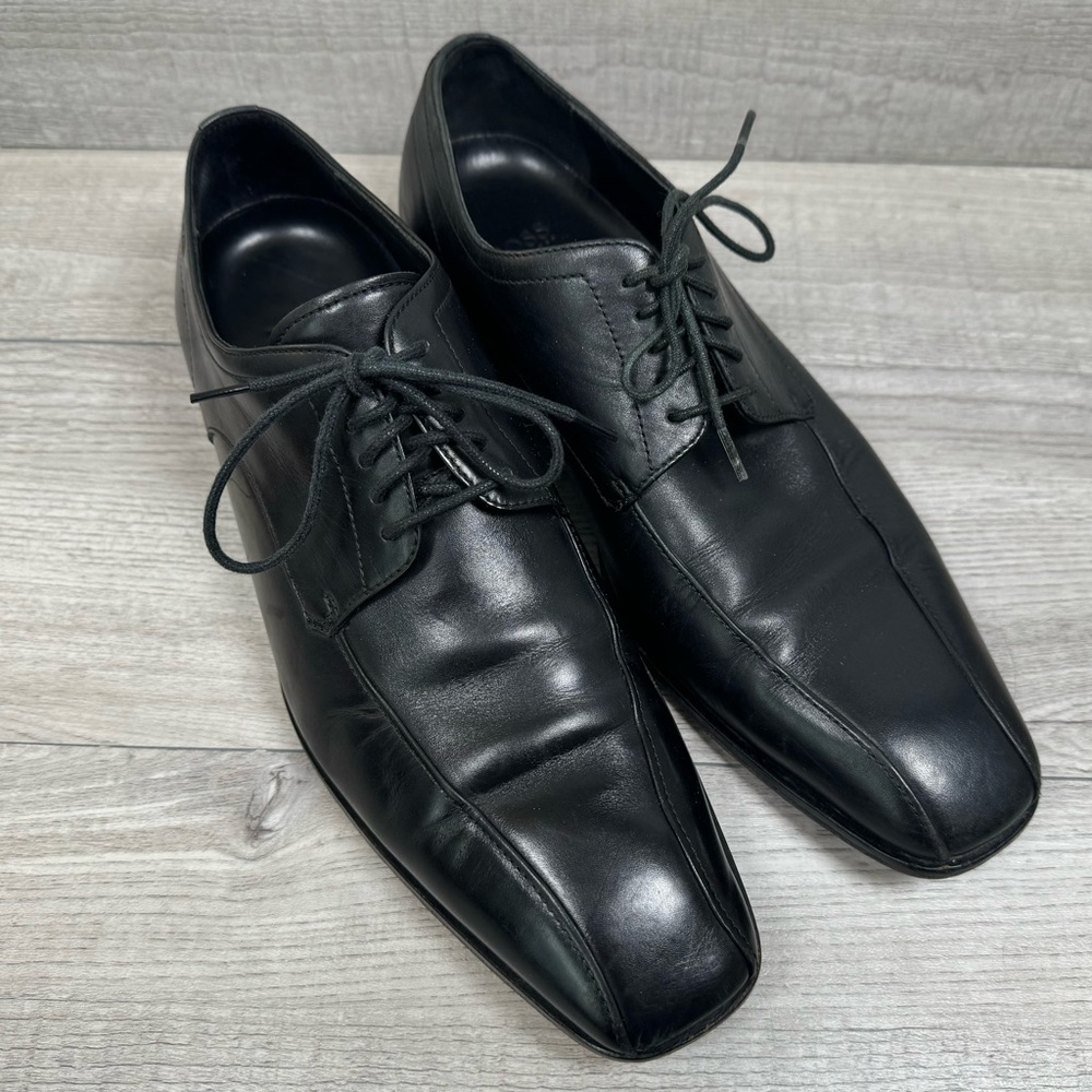 BOSS Hugo Boss Men's Leather Remy Derby Business Oxford Dress Shoes Black Size 7